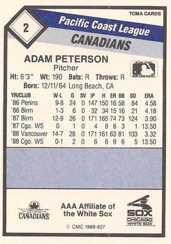 1989 CMC Vancouver Canadians #2 Adam Peterson  Back