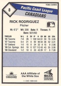 1989 CMC Vancouver Canadians #8 Rick Rodriguez  Back