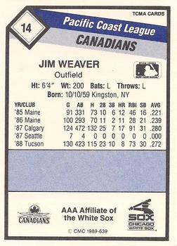 1989 CMC Vancouver Canadians #14 Jim Weaver  Back