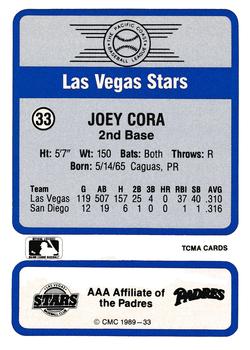1989 CMC Triple A All-Stars #33 Joey Cora Back
