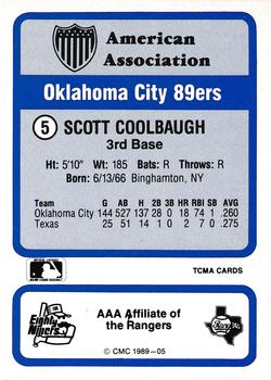 1989 CMC Triple A All-Stars #5 Scott Coolbaugh Back