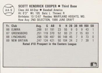 1989 Best Baseball America AA Prospects #AA9 Scott Cooper  Back