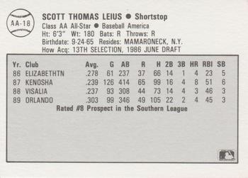 1989 Best Baseball America AA Prospects #AA18 Scott Leius  Back