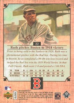 2007 Upper Deck Masterpieces #22 Babe Ruth Back