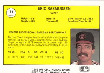 1989 Best Canton-Akron Indians #11 Eric Rasmussen Back