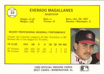 1989 Best Canton-Akron Indians #23 Everado Magallanes  Back