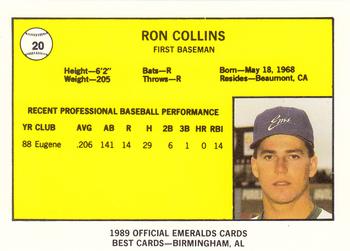 1989 Best Eugene Emeralds #20 Ron Collins  Back