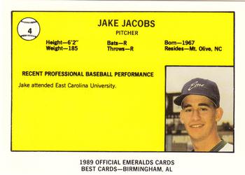 1989 Best Eugene Emeralds #4 Jake Jacobs  Back