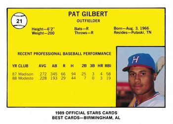 1989 Best Huntsville Stars #21 Pat Gilbert  Back