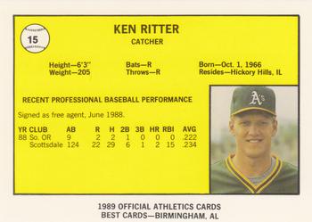 1989 Best Medford Athletics #15 Ken Ritter  Back
