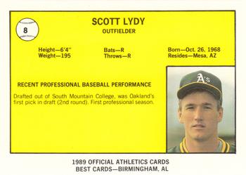 1989 Best Medford Athletics #8 Scott Lydy  Back
