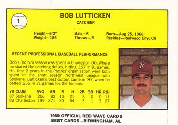 1989 Best Riverside Red Wave #1 Bob Lutticken  Back