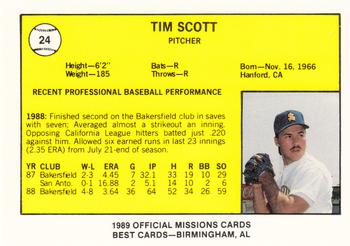 1989 Best San Antonio Missions #24 Tim Scott  Back