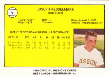 1989 Best San Antonio Missions #9 Joseph Kesselmark  Back