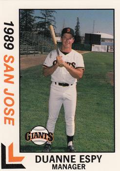 1989 Best San Jose Giants #28 Duane Espy Front