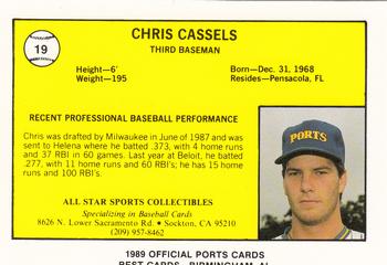 1989 Best Stockton Ports #19 Chris Cassels  Back