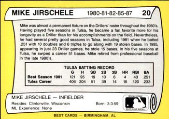 1990 Best Tulsa Drillers All Decade 1980's #20 Mike Jirschele  Back