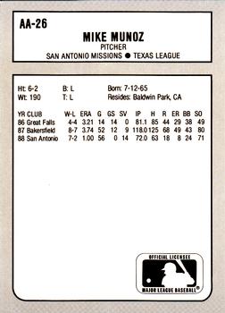 1988 Best Baseball America AA Top Prospects #AA26 Mike Munoz Back