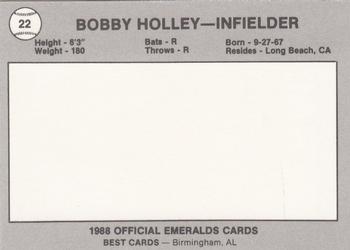 1988 Best Eugene Emeralds #22 Bobby Holley Back