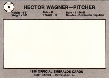 1988 Best Eugene Emeralds #6 Hector Wagner Back