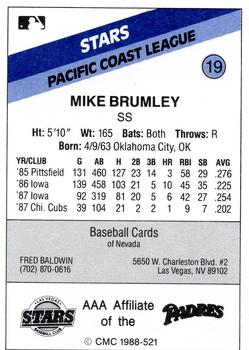 1988 CMC Las Vegas Stars #19 Mike Brumley Back
