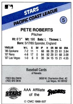 1988 CMC Las Vegas Stars #5 Pete Roberts Back
