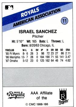 1988 CMC Omaha Royals #11 Israel Sanchez Back