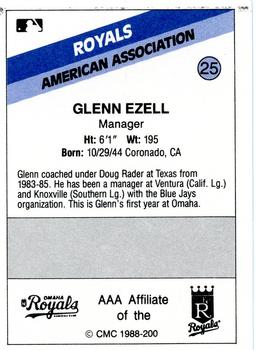 1988 CMC Omaha Royals #25 Glenn Ezell Back