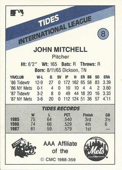 1988 CMC Tidewater Tides #8 John Mitchell Back