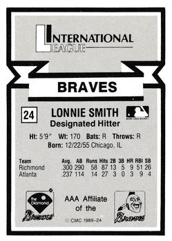 1988 CMC Triple A All-Stars #24 Lonnie Smith Back