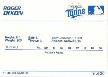 1990 Star Elizabethton Twins #9 Roger Dixon Back