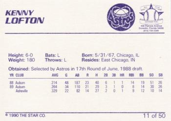 1990 Star Florida State League All-Stars #11 Kenny Lofton Back