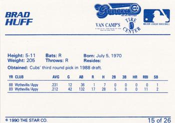 1990 Star Geneva Cubs #15 Brad Huff Back