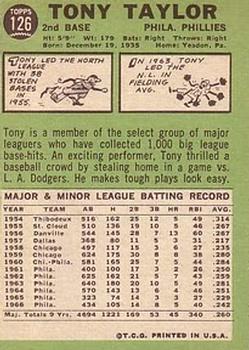 1967 Topps #126 Tony Taylor Back
