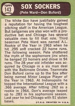 1967 Topps #143 Sox Sockers (Pete Ward / Don Buford) Back