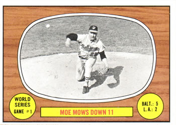 1967 Topps #151 World Series Game #1 - Moe Mows Down 11 Front