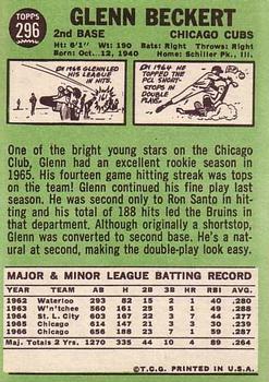 1967 Topps #296 Glenn Beckert Back