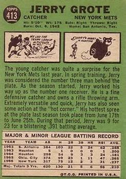 1967 Topps #413 Jerry Grote Back