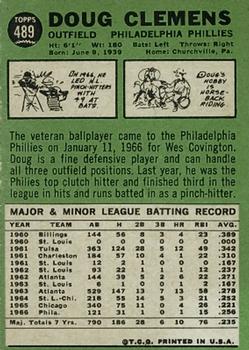1967 Topps #489 Doug Clemens Back