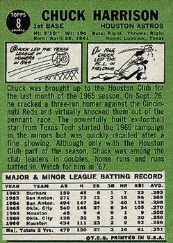 1967 Topps #8 Chuck Harrison Back