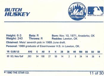 1990 Star Kingsport Mets #11 Butch Huskey Back