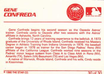 1990 Star Osceola Astros #30 Gene Confreda Back