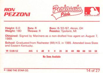 1990 Star Peninsula Pilots #14 Ron Pezzoni Back
