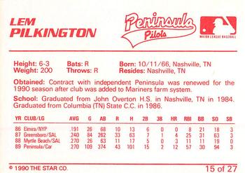 1990 Star Peninsula Pilots #15 Lem Pilkinton Back