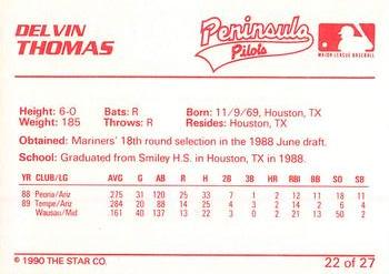 1990 Star Peninsula Pilots #22 Delvin Thomas Back
