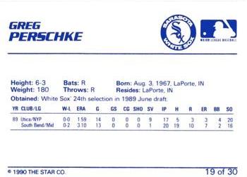 1990 Star Sarasota White Sox #19 Greg Perschke Back