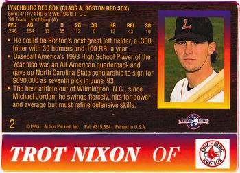 1995 Action Packed #2 Trot Nixon Back