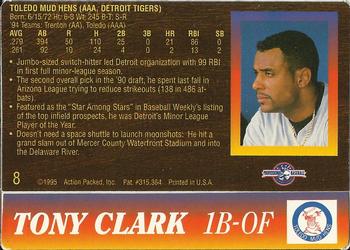 1995 Action Packed #8 Tony Clark Back