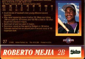 1995 Action Packed #27 Roberto Mejia Back