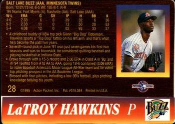 1995 Action Packed #28 LaTroy Hawkins Back